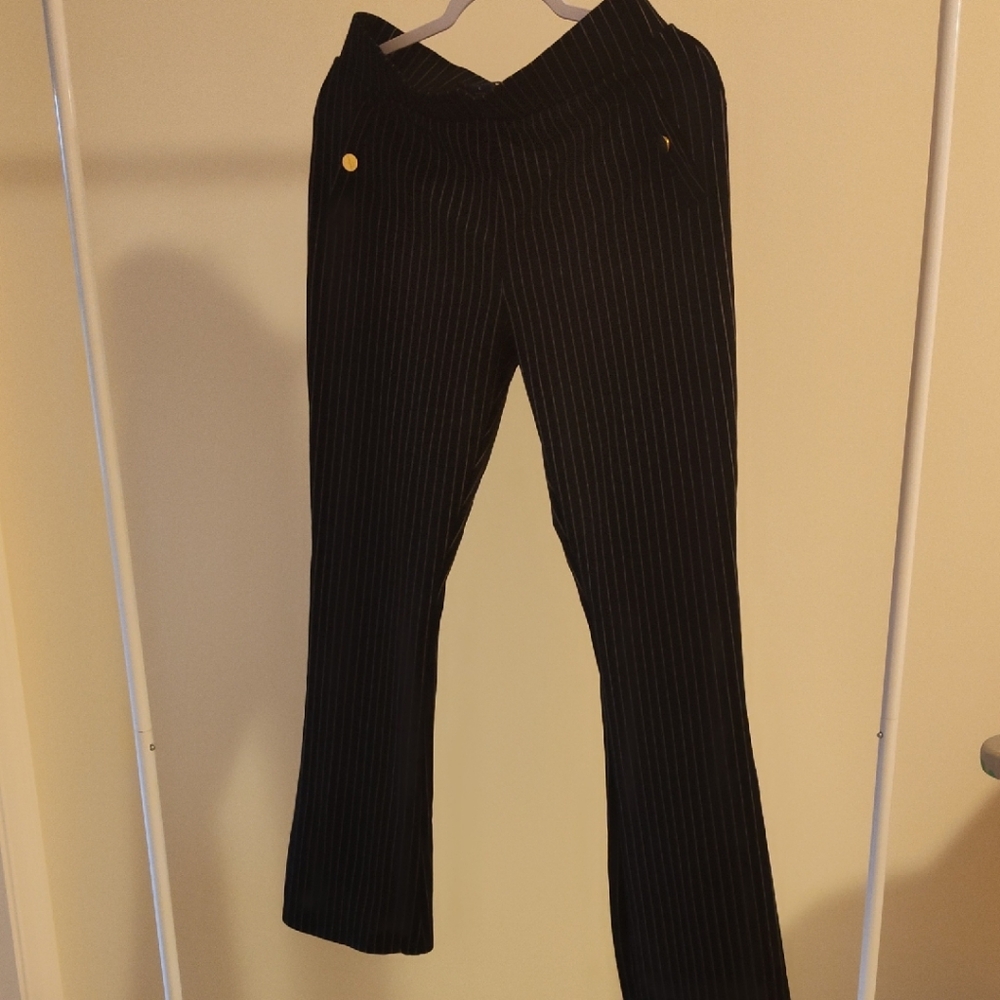 Elegant Black Pinstripe Women's Pantsuit